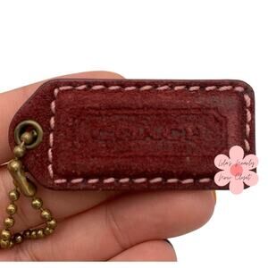 1.5" y2k COACH Vintage Suede Leather Fob Bag Charm Hang tag Hangtag